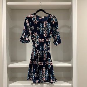 Aztec print navy blue short dress size S